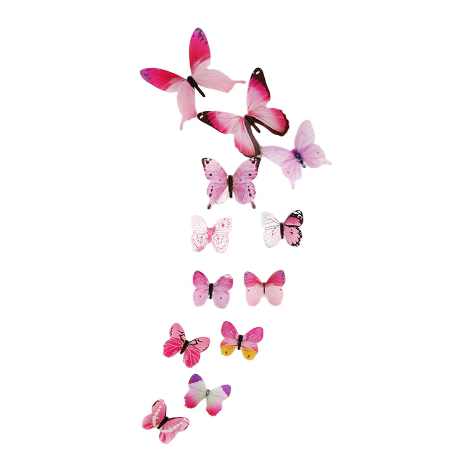 12Pcs Butterfly Stickers Garden Decoration Luminous 3D Butterfly Wall Decals