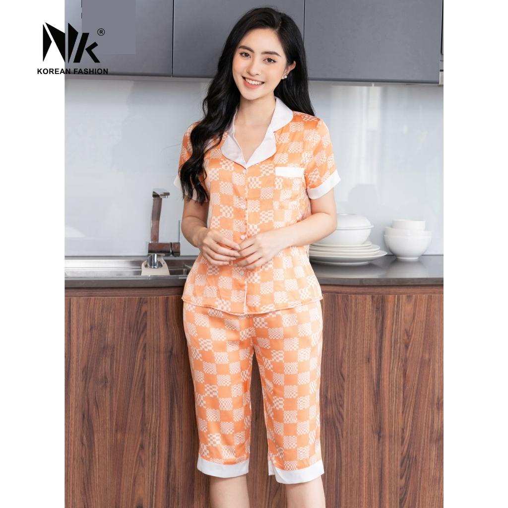 Bộ Đồ Pyjama Mặc Nhà NK Fashion Chất Liệu Lụa Cao Cấp, Thoáng Mát, Họa Tiết Trẻ Trung NKFBD2203024