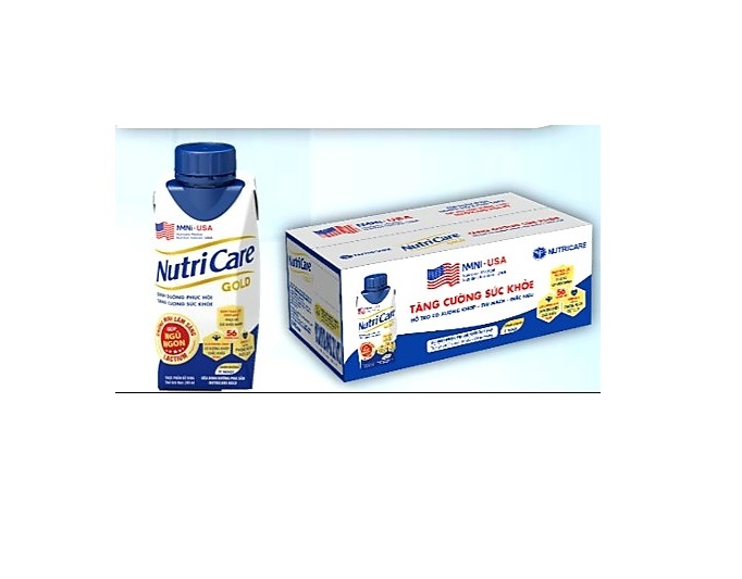 Thùng Sữa pha sẵn bổ sung sức khoẻ Nutricare Gold (18 chai x 200ml) - Dinh dưỡng phục hồi, Tăng cường sức khoẻ