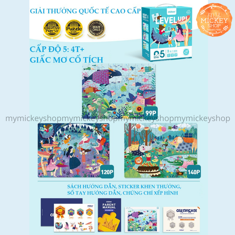 BỘ XẾP HÌNH 7 CẤP ĐỘ TỪ DỄ ĐẾN KHÓ THEO LỨA TUỔI - HÃNG MIDEER 7 ADVANCED LEVELS PUZZLE mẫu mới 2021