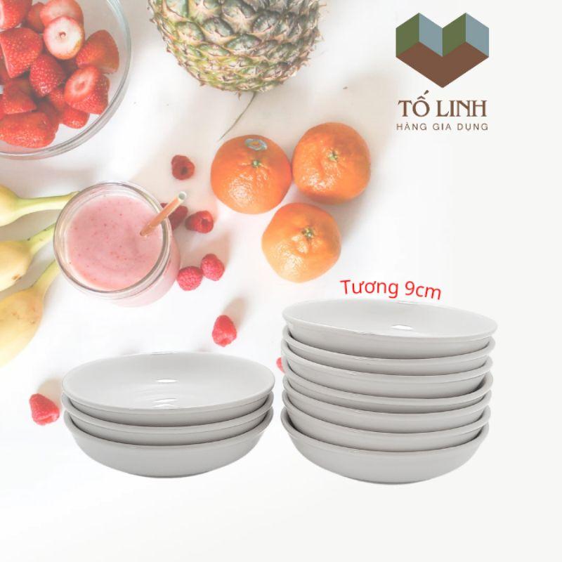 Combo 10 đĩa tương sứ trắng,,Set 10 dĩa tương sứ trắng