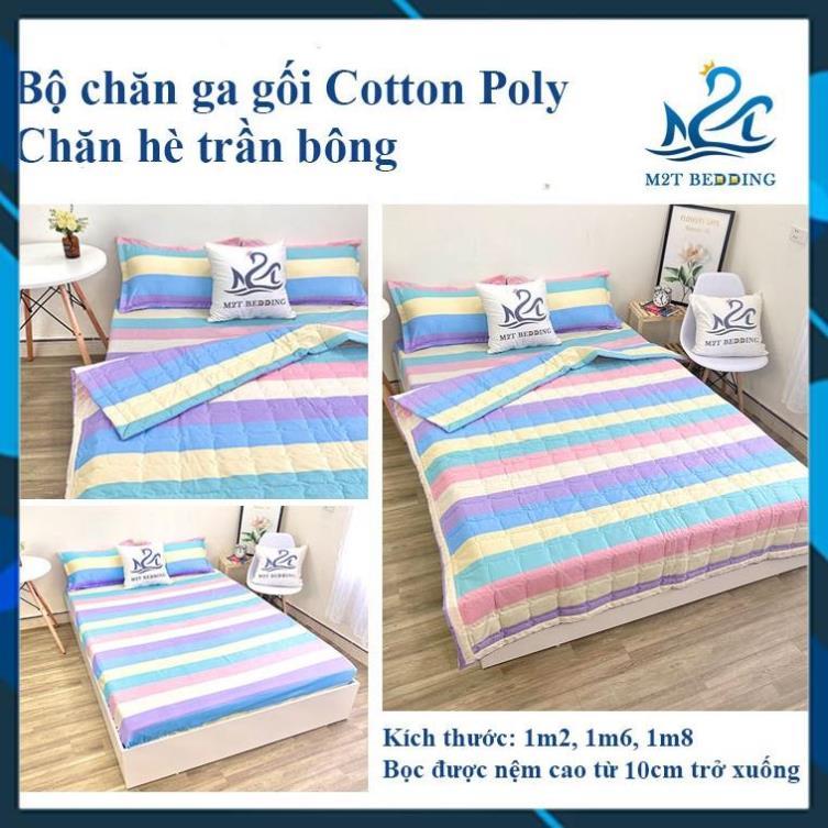 Bộ chăn ga gối hè cotton poly Bedding, chăn hè trần bông họa tiết mền đáng yêu