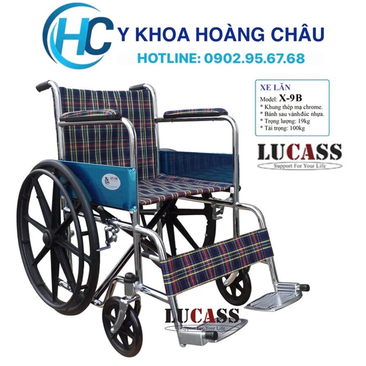 Xe Lăn Tay Vải Ca-rô, bánh mâm Lucass X-9B ( X9B ) (Tiêu Chuẩn Mỹ)