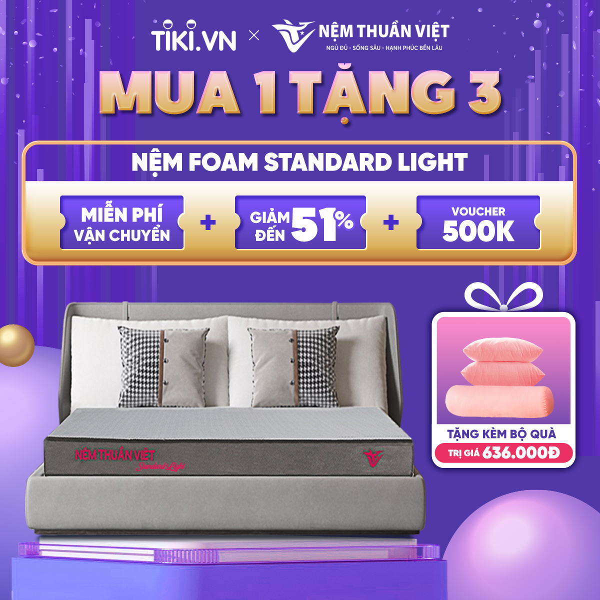 (1m4x2mx15cm) Nệm Foam Hoạt Tính Thuần Việt Standard Light - Miễn Phí Vận Chuyển, Bảo Hành 10 Năm, Trả Góp 0%