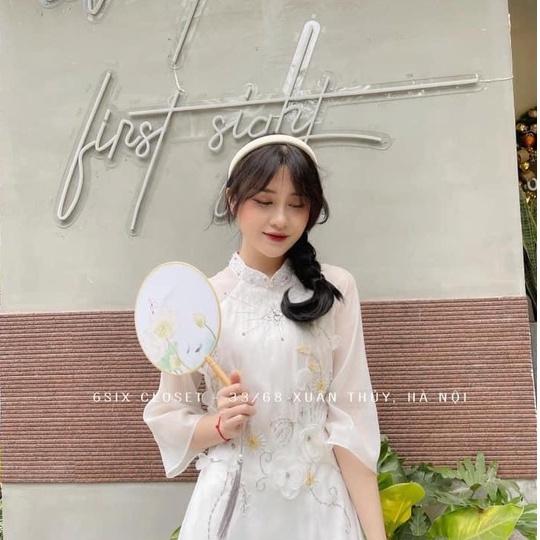 Áo Dài Dạ Tiệc Cách Tân Thiết Kế Tay Lỡ Đính Hoa Siêu Xinh Cho Các Nàng, A17