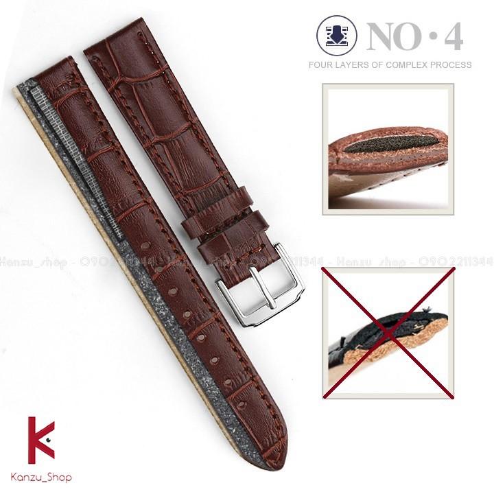 Dây Đồng Hồ Da Bò Dập Vân Da Cá Sấu - Dây Da Đồng Hồ 12mm 13mm 14mm 15mm 16mm 17mm 18mm 19mm 20mm 21mm 22mm 23mm 24mm