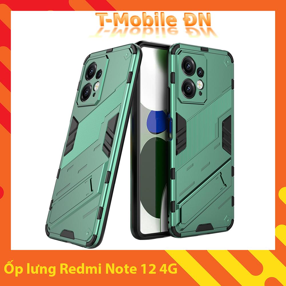 Ốp lưng cho Xiaomi Redmi Note 12, Ốp chống sốc Iron Man PUNK cao cấp kèm giá đỡ cho Redmi Note 12 4G