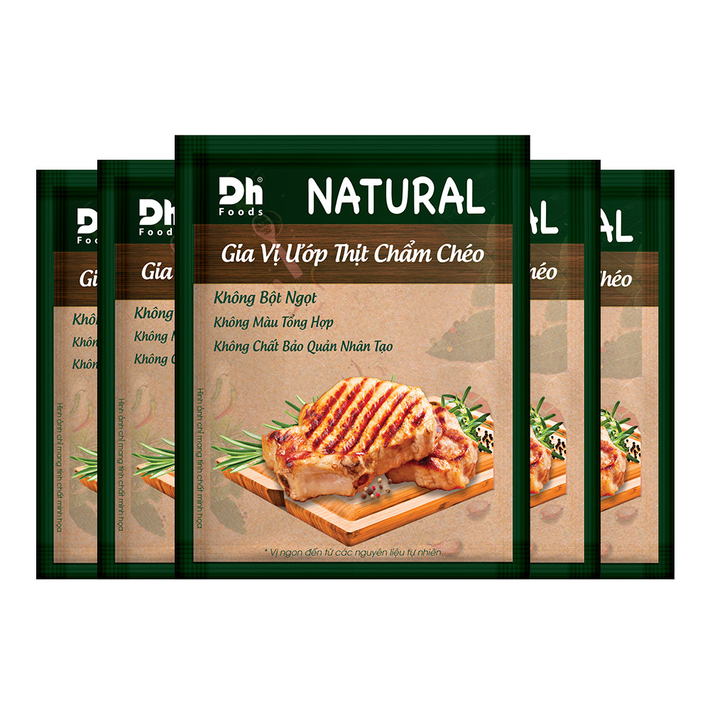 Combo 5 gói Natural Gia vị Ướp Thịt Chẩm Chéo 10gr Dh Foods