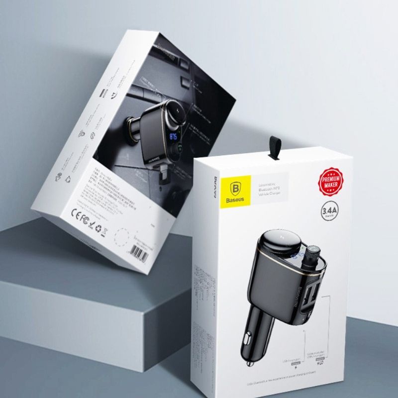 Bộ tẩu sạc trên xe hơi Baseus Locomotive Bluetooth MP3 Vehicle Charger S06- Hàng chính hãng