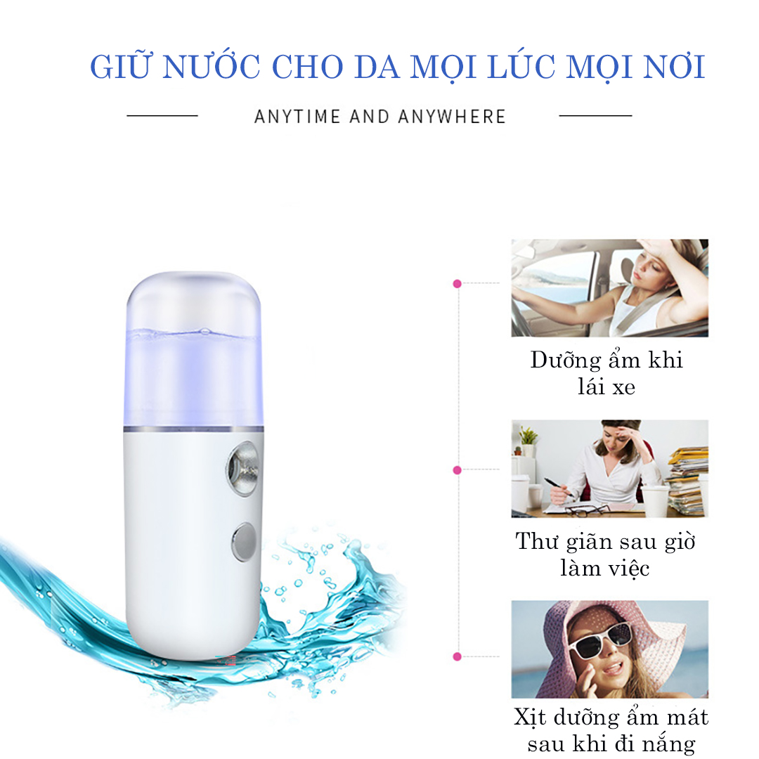 Máy phun sương xịt khoáng nano bình xông hơi mặt mini cầm tay làm mát cấp ẩm cho da