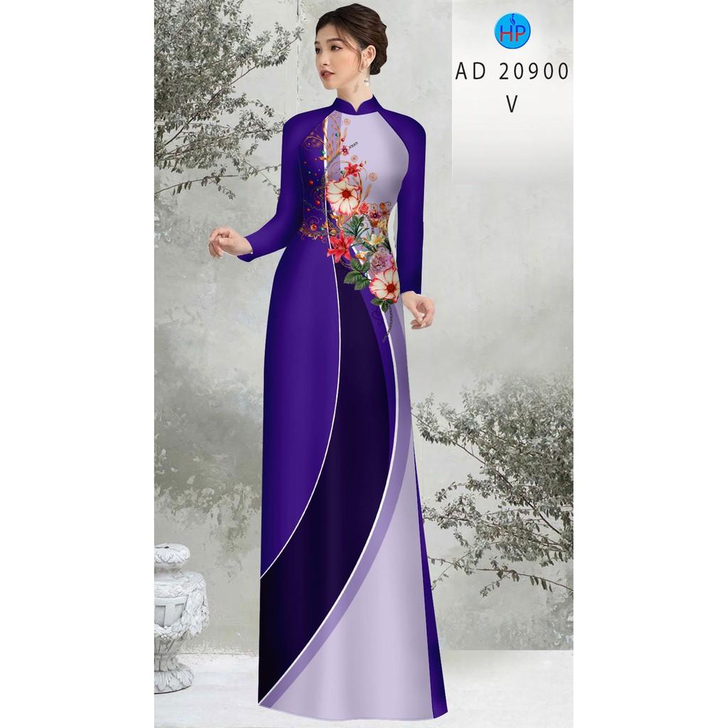 Vải lụa may áo dài in hoa mẫu đơn cao cấp