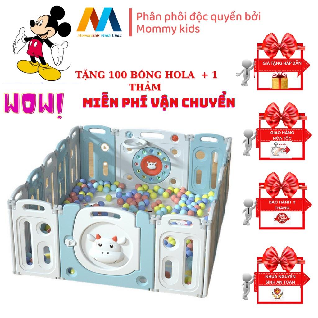 Bộ quây cũi MommyKids Minh Chau , mẫu con Bò, Gấu gấp gọn chất liệu nhựa nguyên sinh