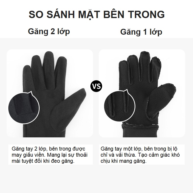 Găng tay không thấm nước Hatsu GLJ DB39 - Cảm ứng mượt mà - 2 lớp dày dặn, êm ái - Hàng cao cấp - Đen