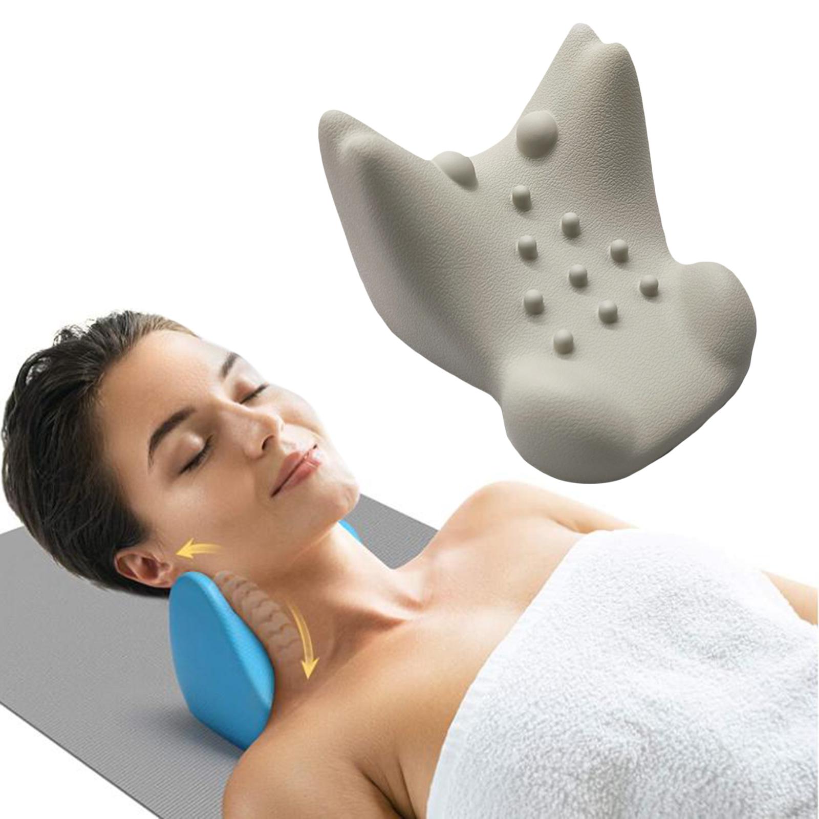 Portable Neck Shoulder Relaxer Chiropractic Pillow w/Massage Point Cervical Neck Massage Pillow for Muscle Relax Pain Relief Simple Effective