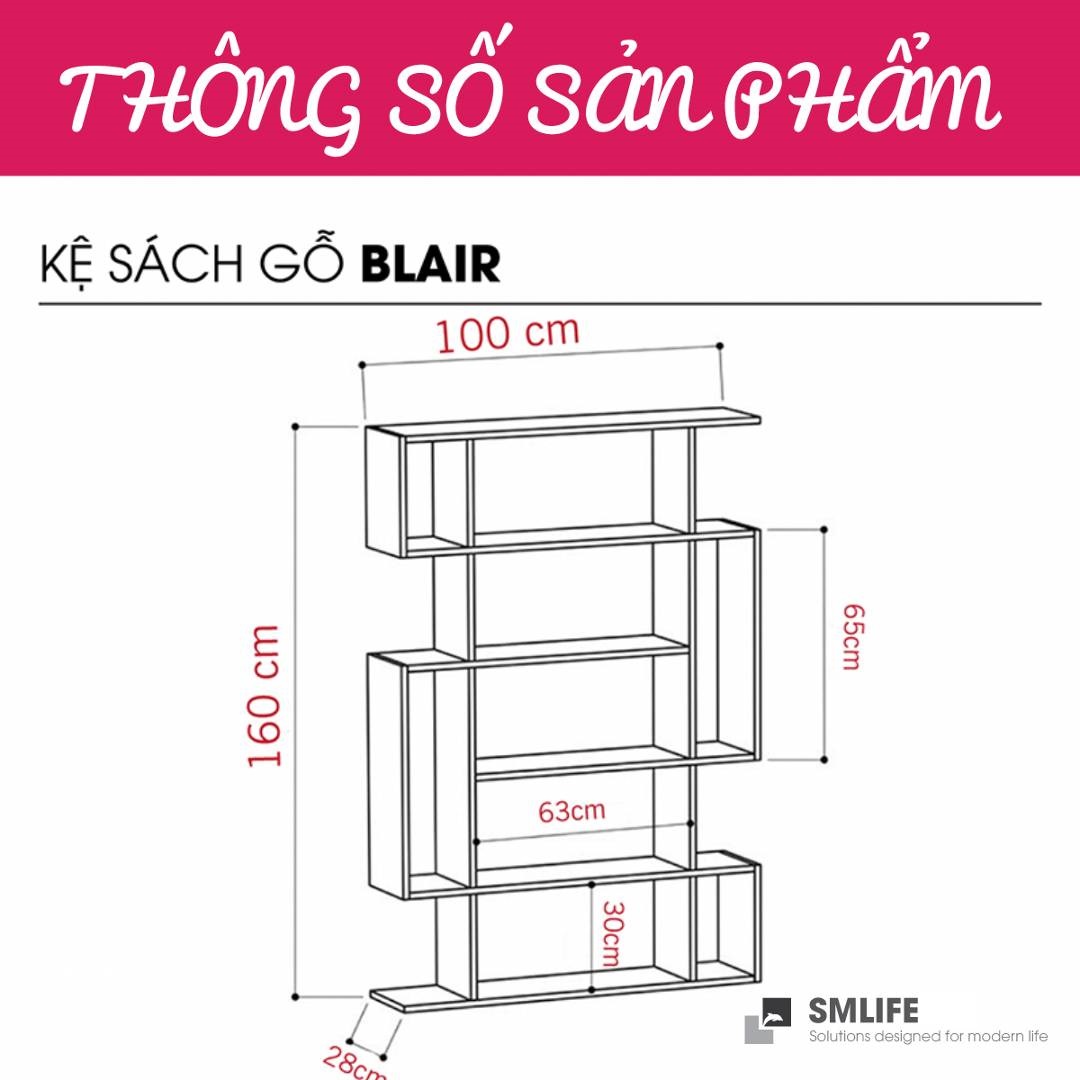 Giá sách bằng gỗ công nghiệp đẹp SMLIFE Blairs