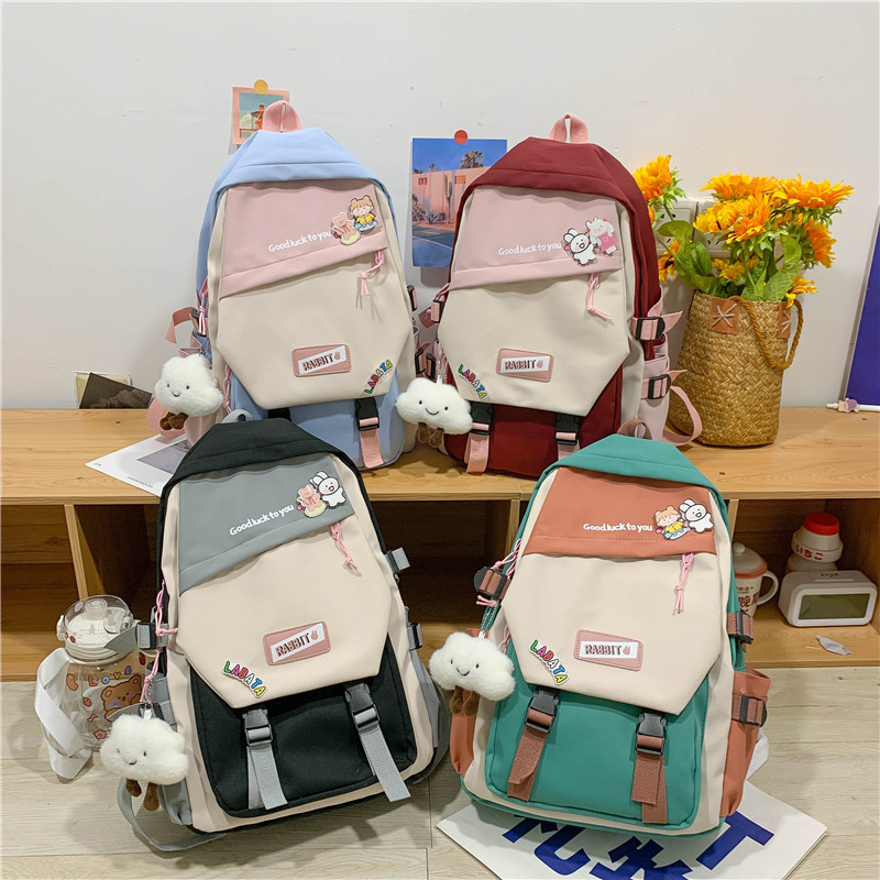 Balo nữ BH Kids, nắp gập Rabbit khoá chéo, phong cách Hàn Quốc dễ thương, chất liệu chống thấm nước - CH119