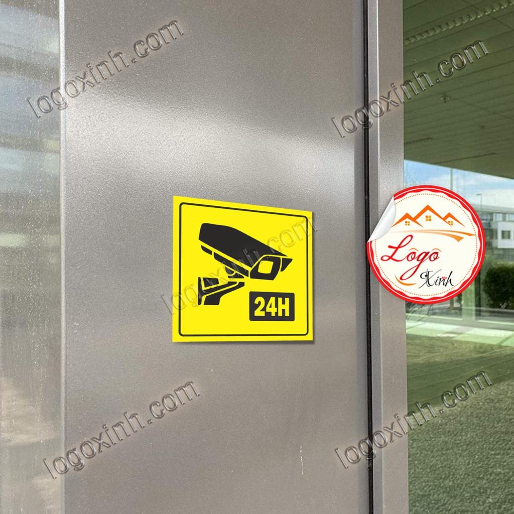 LOGO TEM STICKER BIỂU TƯỢNG CẢNH BÁO KHU VỰC CÓ CAMERA GIÁM SÁT - CCTV 24H