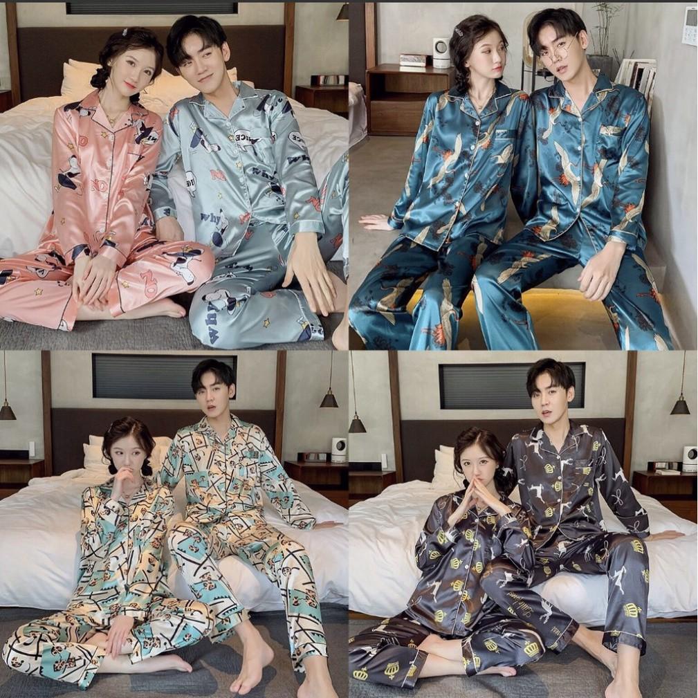 Đồ bộ Pijama nam nữ - Đồ mặc đôi nam nữ - Đồ mặc nhà chất lụa siêu mềm (Hàng có sẵn)