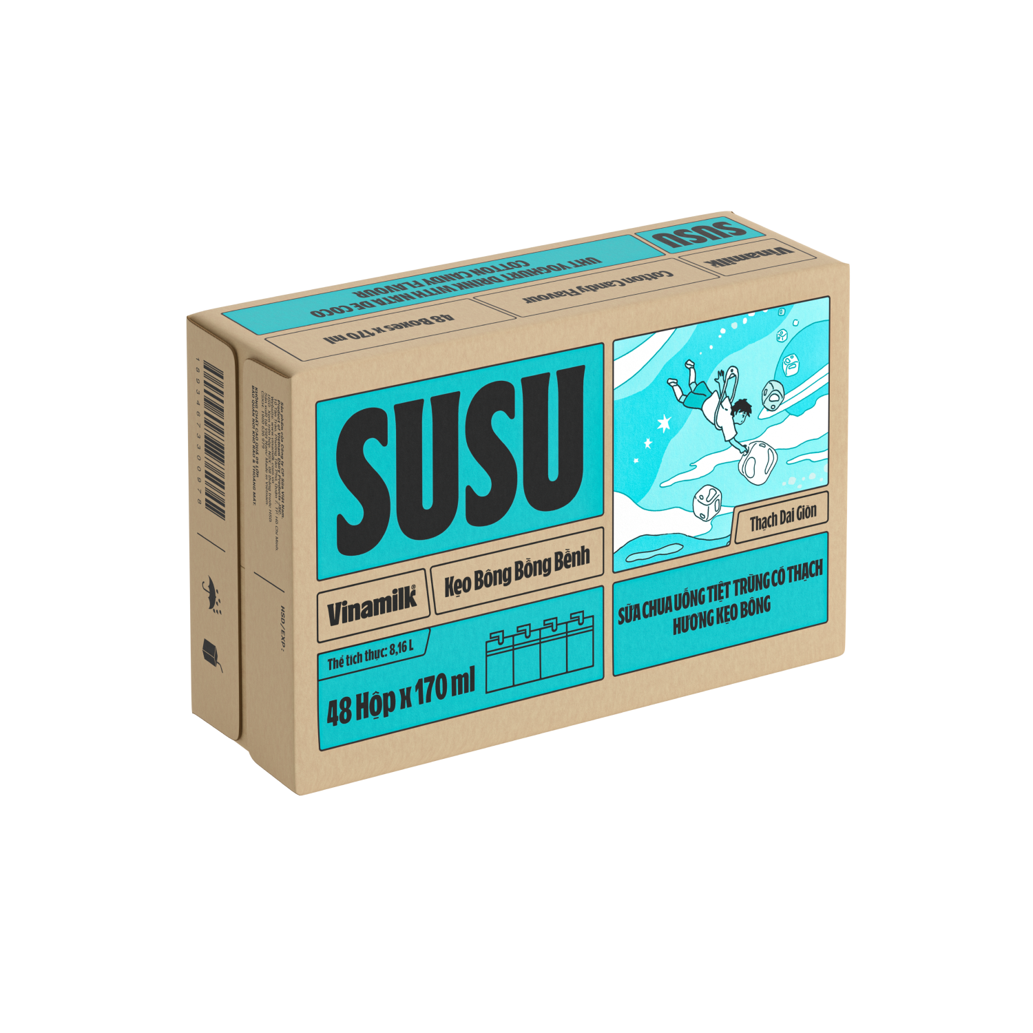 Thức uống sữa trái cây Vinamilk SuSu có thạch hương Kẹo Bông Hộp 170ml
