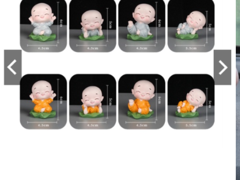 Set tiểu hoà thượng ngồi lá sen phối bình bóng trang trí taplo Ô Tô- Hoàng Đông shop