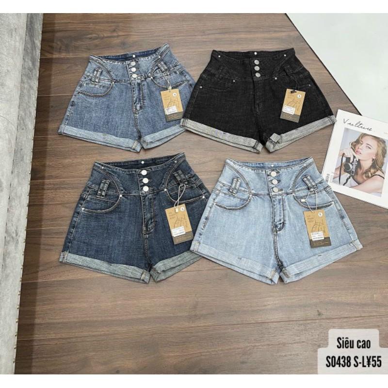 Quần short jeans nữ lưng cao 3 nút mẫu mới - S0438