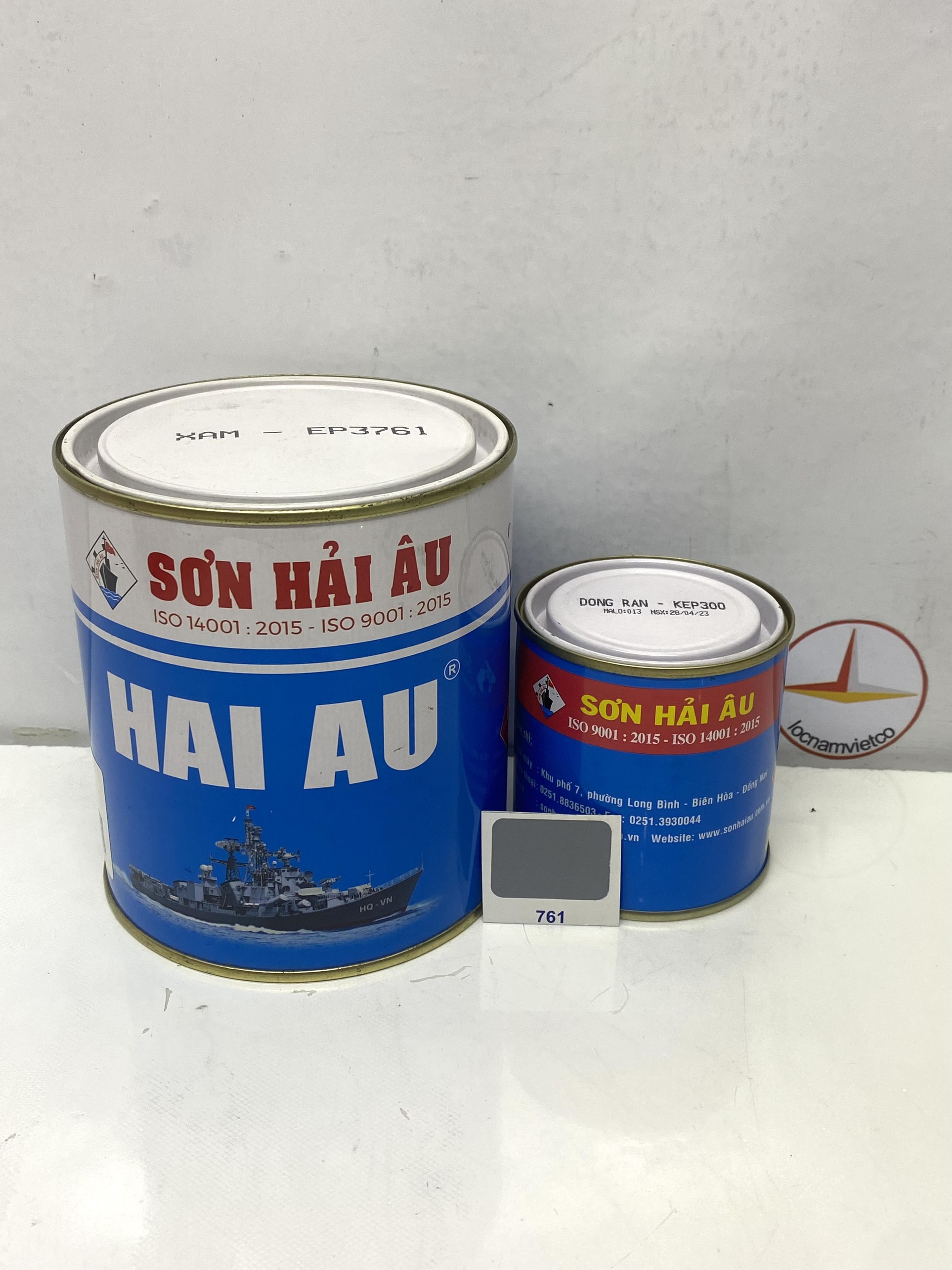 Sơn epoxy Hải Âu màu xám EP761 1L/Bộ