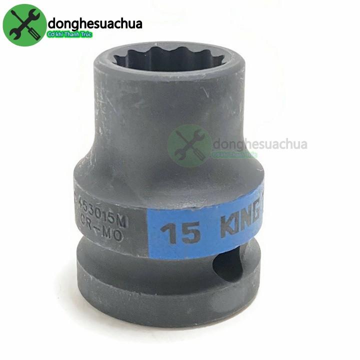 Tuýp 15mm 1/2 Kingtony 453015M loại ngắn 12 cạnh màu đen