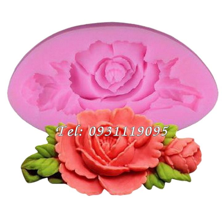 Khuôn silicon hoa hồng kèm nụ - Mã số 1246