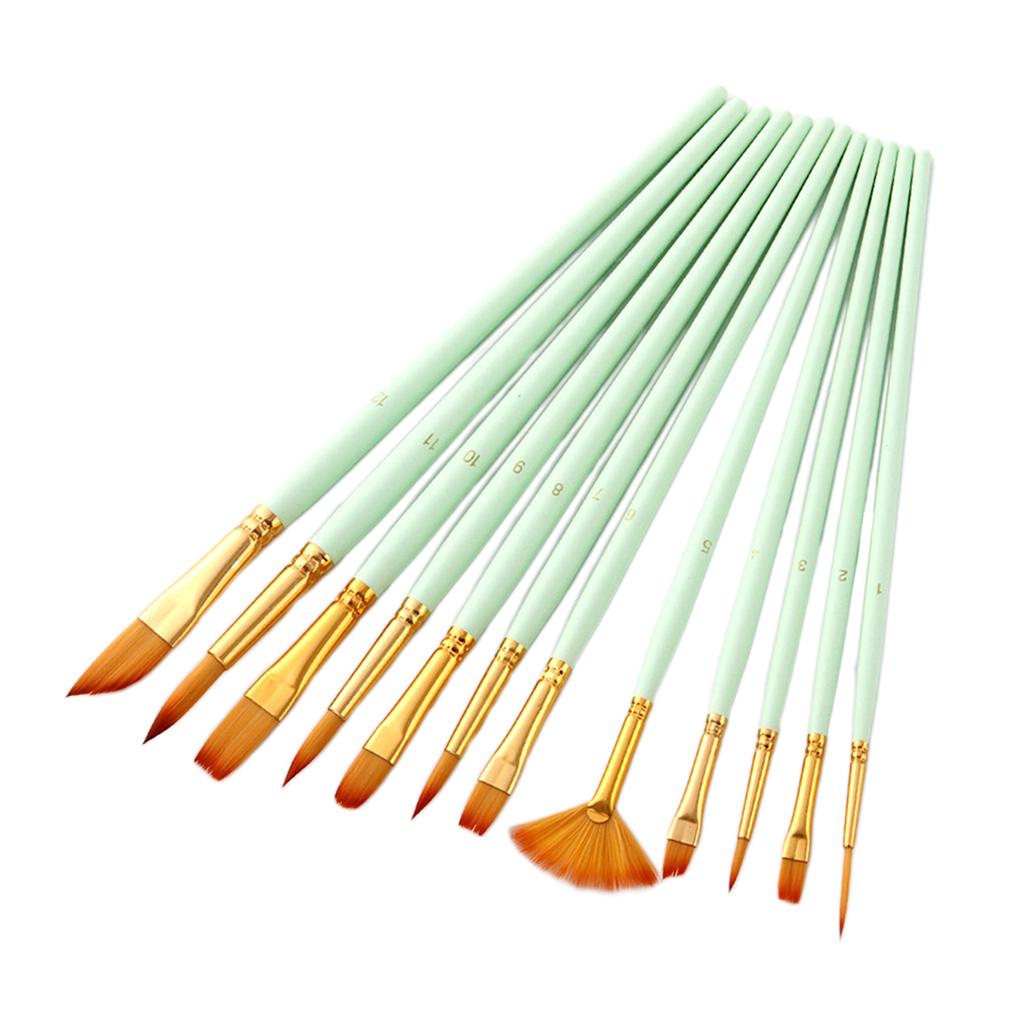 12 Bộ Nghệ Sĩ Nylon Cọ Sơn Bộ Màu Nước Acrylic Tranh Sơn Dầu