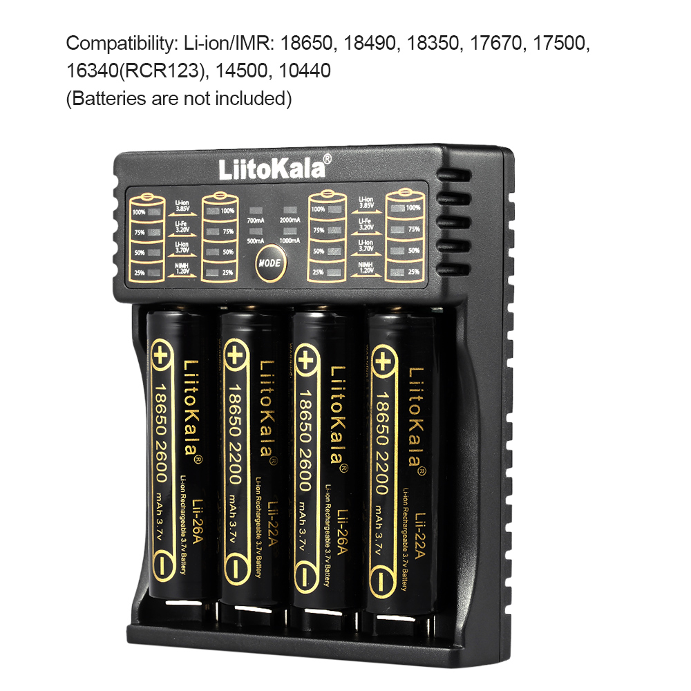 Bộ sạc pin thông minh LiitoKala Lii-402 1.2V 3.7V 3.2V 3.85V AA / AAA cho 18490 18350 17670 17500 16340 14500 10440