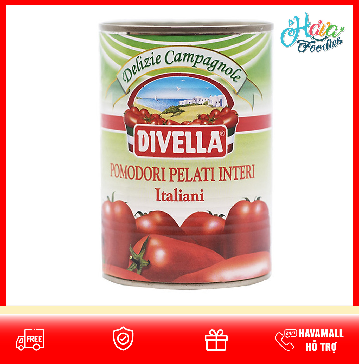 Cà Chua Bóc Vỏ - Pomodori Pelati Divella Italia 400 Gram