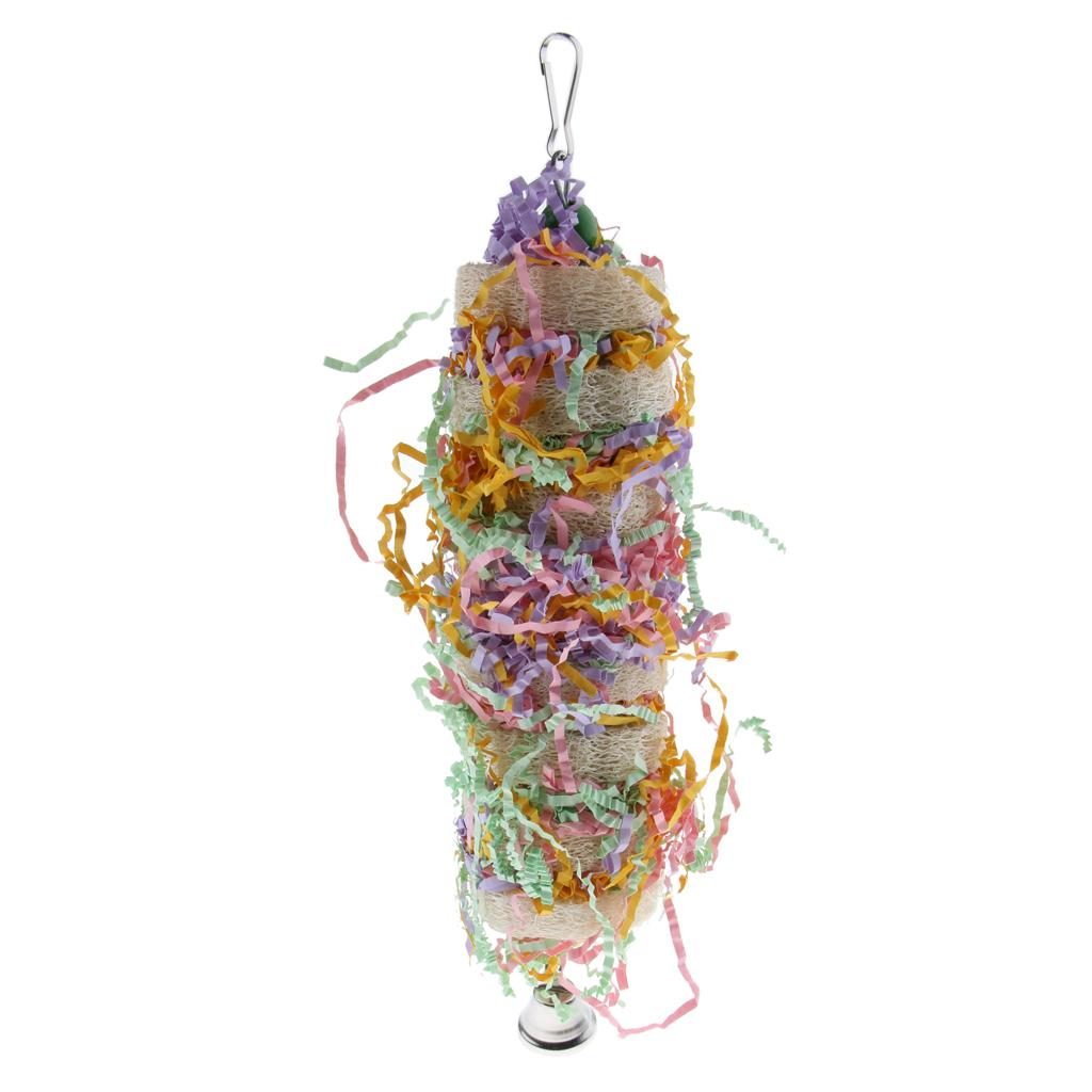 Bird Toy Loofah Hanging Bell Chewing Parrot Parakeet Cockatiel Cage Bird Toy