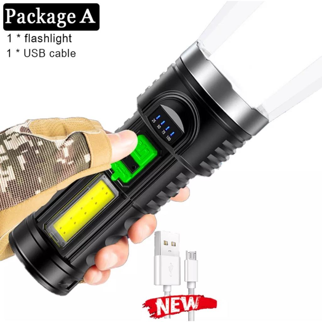 Đèn pin siêu sáng công suất lớn Led breo 998000LM Cầm Tay Có Đèn 1 Bên