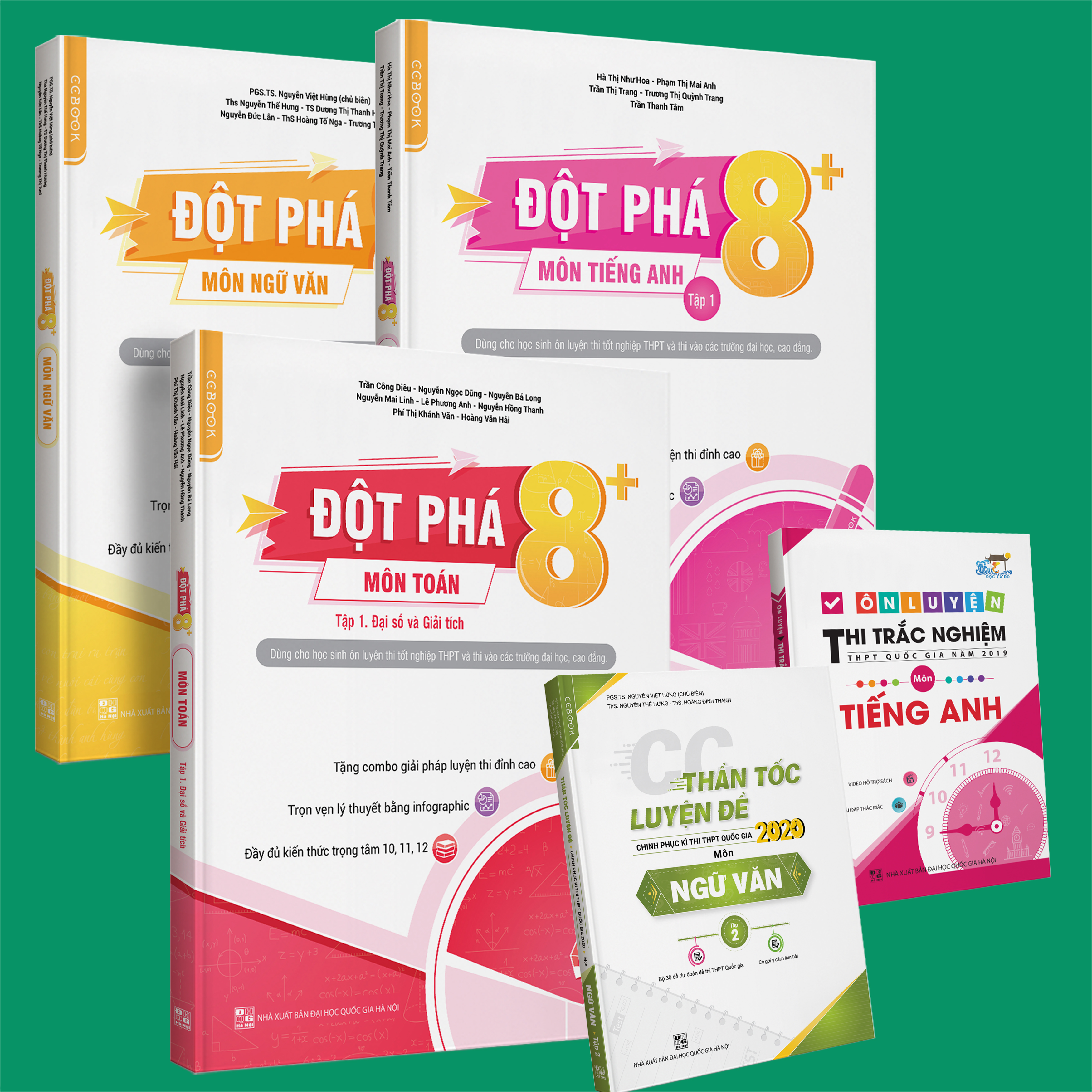 Sách - Combo Khối D1: Đột phá 8+(2020) Toán tập 1(Đại số và giải tích) + Tiếng anh tập 1 + Ngữ văn + Ôn luyện Tiếng anh + CC thần tốc luyện đề Ngữ Văn tập 2