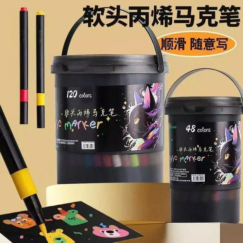 Bộ Bút Sơn Màu Acrylic Marker 120 Màu Hộp Nhựa Vẽ Được Trên Mọi Chất Liệu, Xô 120 màu