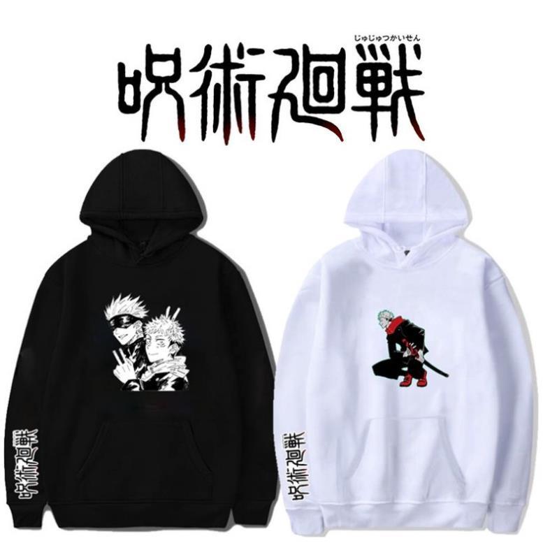 Áo Hoodie Anime Jujutsu Kaisen Gojo Satoru 2 màu đen trắng chất đẹp L1