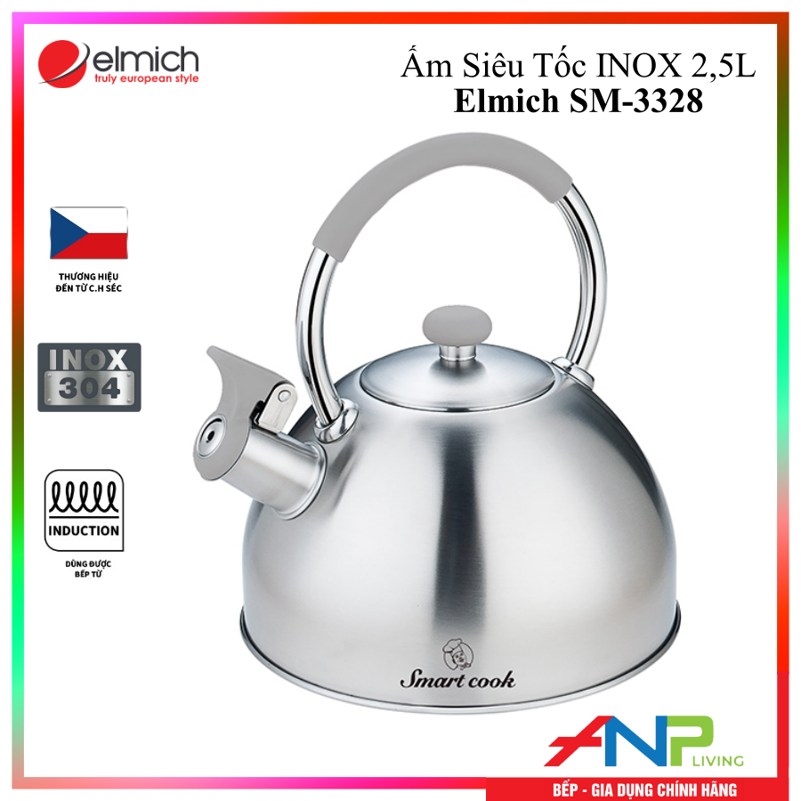 Ấm Đun Nước Siêu Tốc Bằng inox 304 Elmich Smartcook SM-3328 - Hàng Chính Hãng