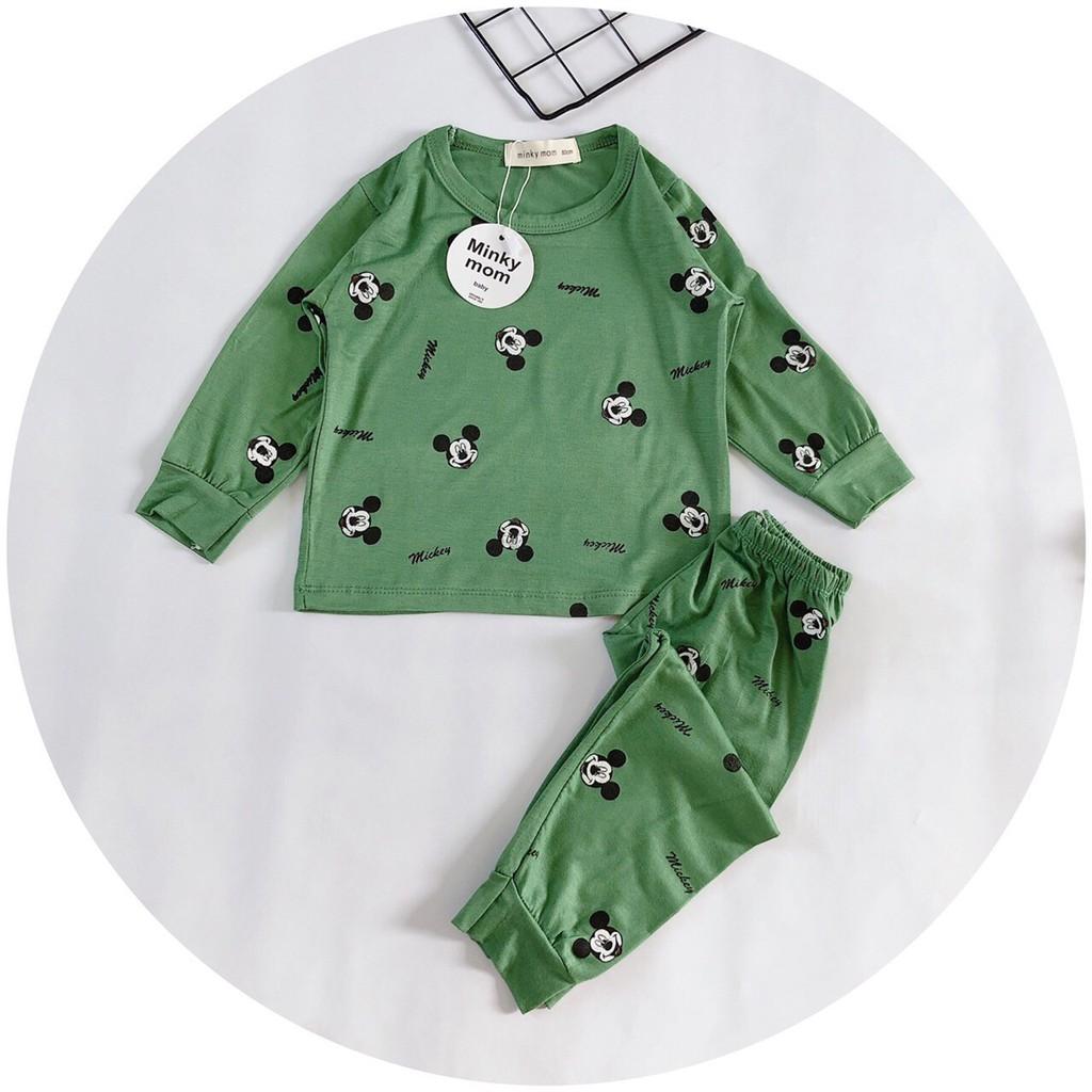 Bộ Dài Tay Minky Mom Chất Thun Lạnh Họa Tiết Mickey Dễ Thương Cho Bé