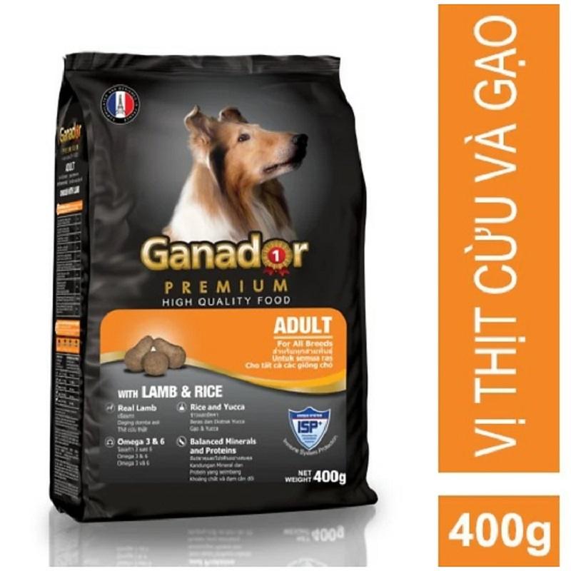 Thức ăn cho chó Ganador Puppy, Adult vị: sữa DHA, trứng sữa, gà nướng, cá hồi, cừu gạo (400g