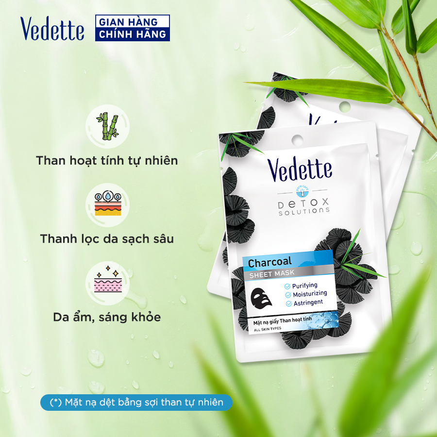 Mặt nạ giấy Vedette than hoạt tính 22ml