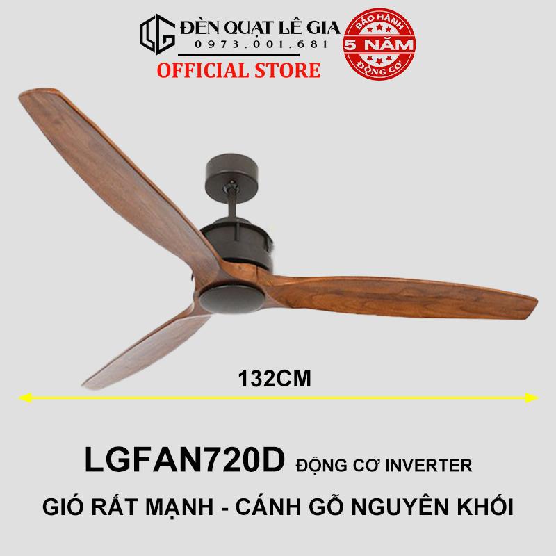 Quạt Trần Cánh Gỗ Phong Cách Đông Dương LÊ GIA LGFAN720D - Chiều Cao 32cm - Sải Cánh 132cm - Bảo Hành 5 Năm