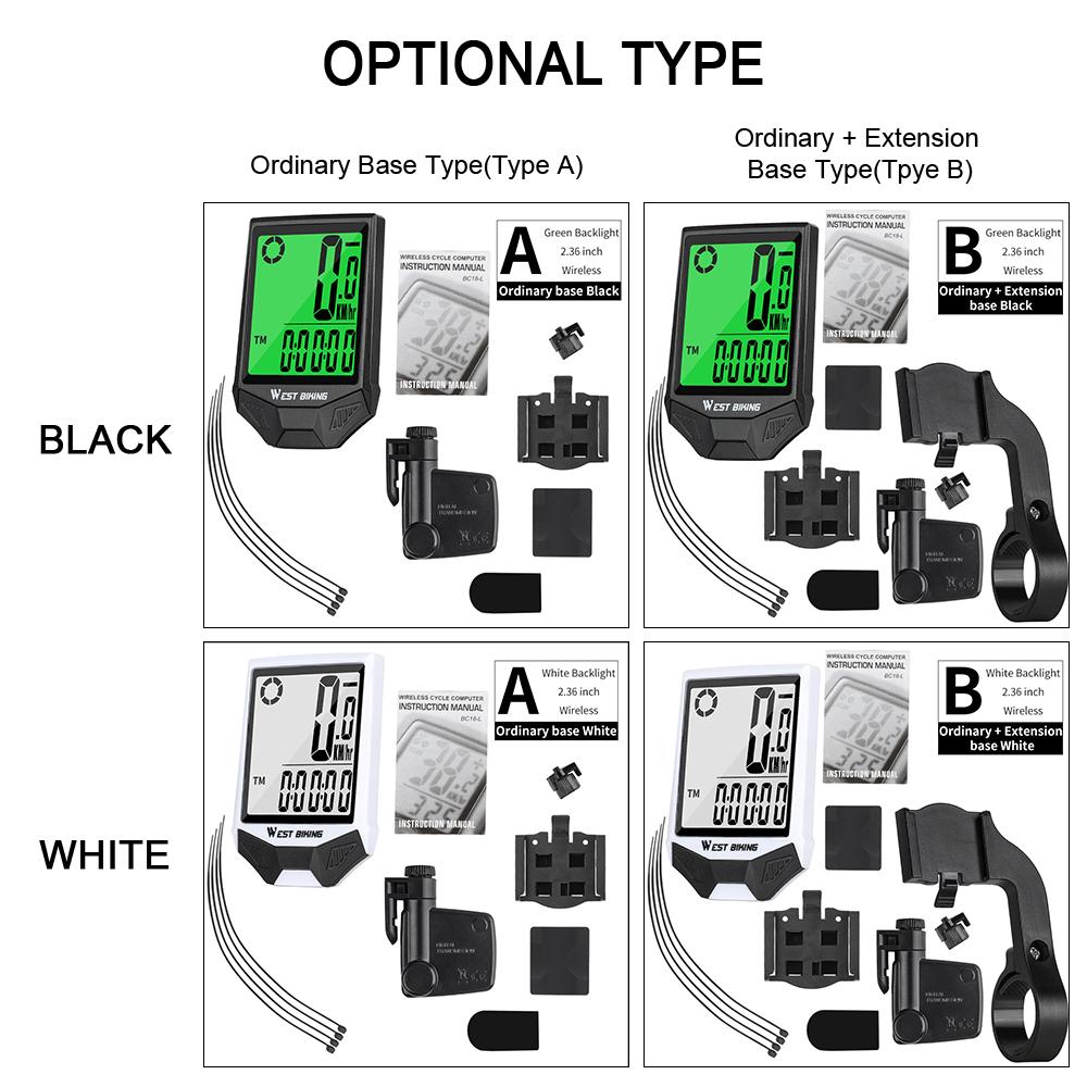 Đồng hồ đo quãng đường xe đạp không dây WEST BIKING, màng hình LCD chống nước