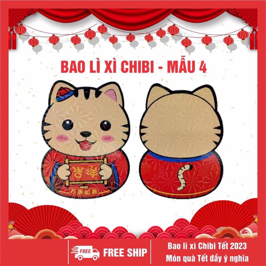 Bao lì xì chibi Tết 2023 cute dễ thương có phản quang - Giao mẫu ngẫu nhiên