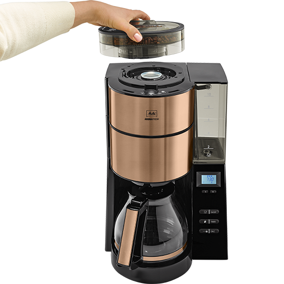 Máy pha cà phê giấy lọc Melitta Aroma Fresh Copper - Tích hợp máy xay - Hàng nhập khẩu