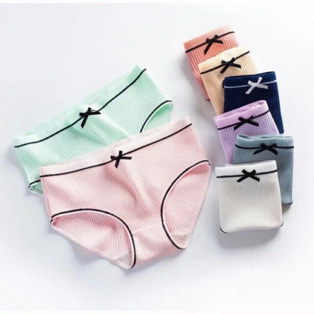 Quần chip nữ kháng khuẩn cotton viền nơ đen dễ thương - quần lót co dãn mềm mịn