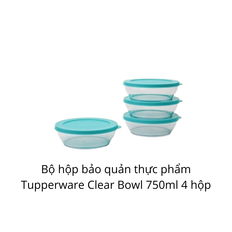 Bộ Hộp BQTP Clear Bowl 750ml Tupperware Set 4, Bộ Hộp BQTP, Kín Khí, Kín Mùi