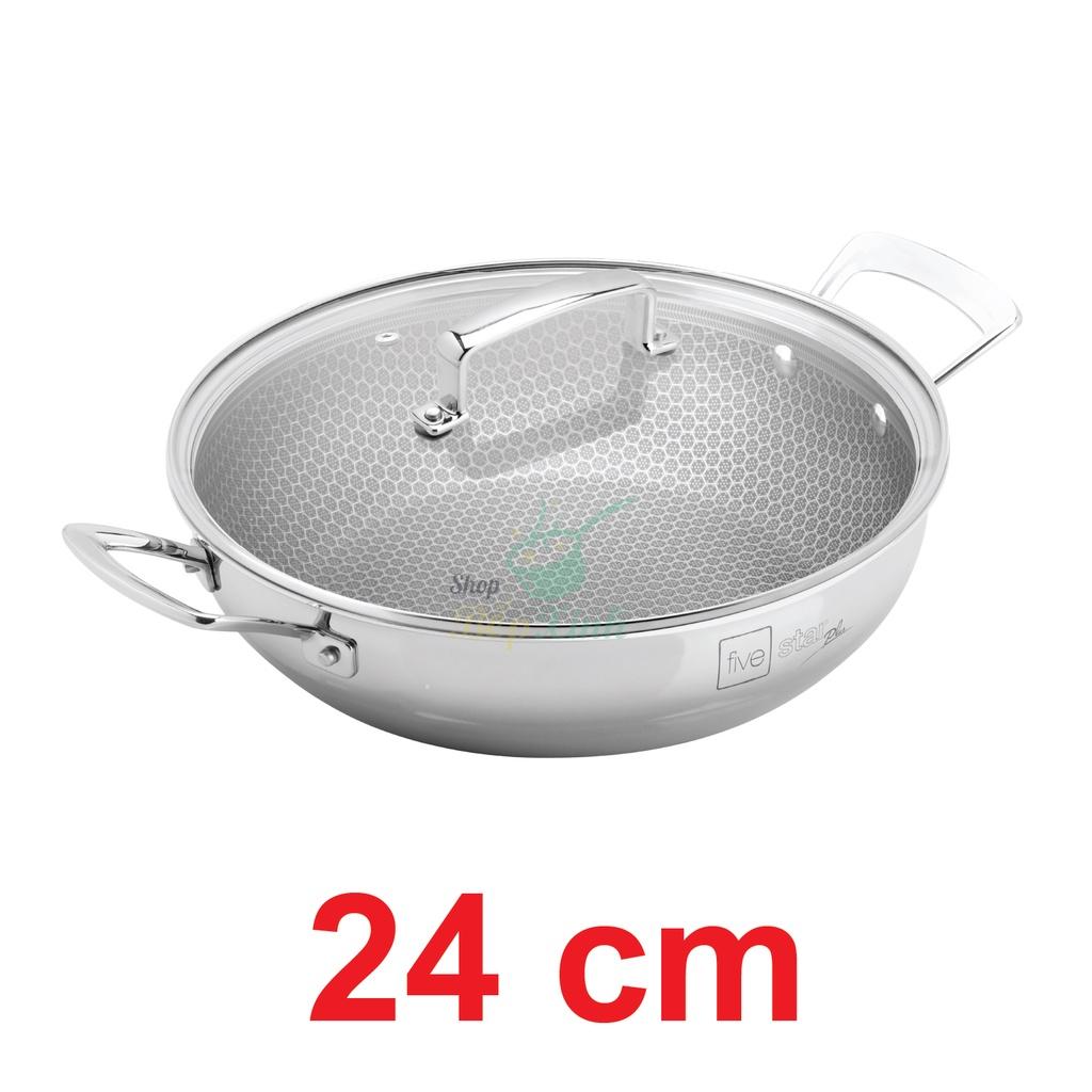 Chảo tổ ong sâu lòng 2 quai Blackcube FiveStar Plush 3 lớp đáy liền inox 304 , tặng 1 sạn inox