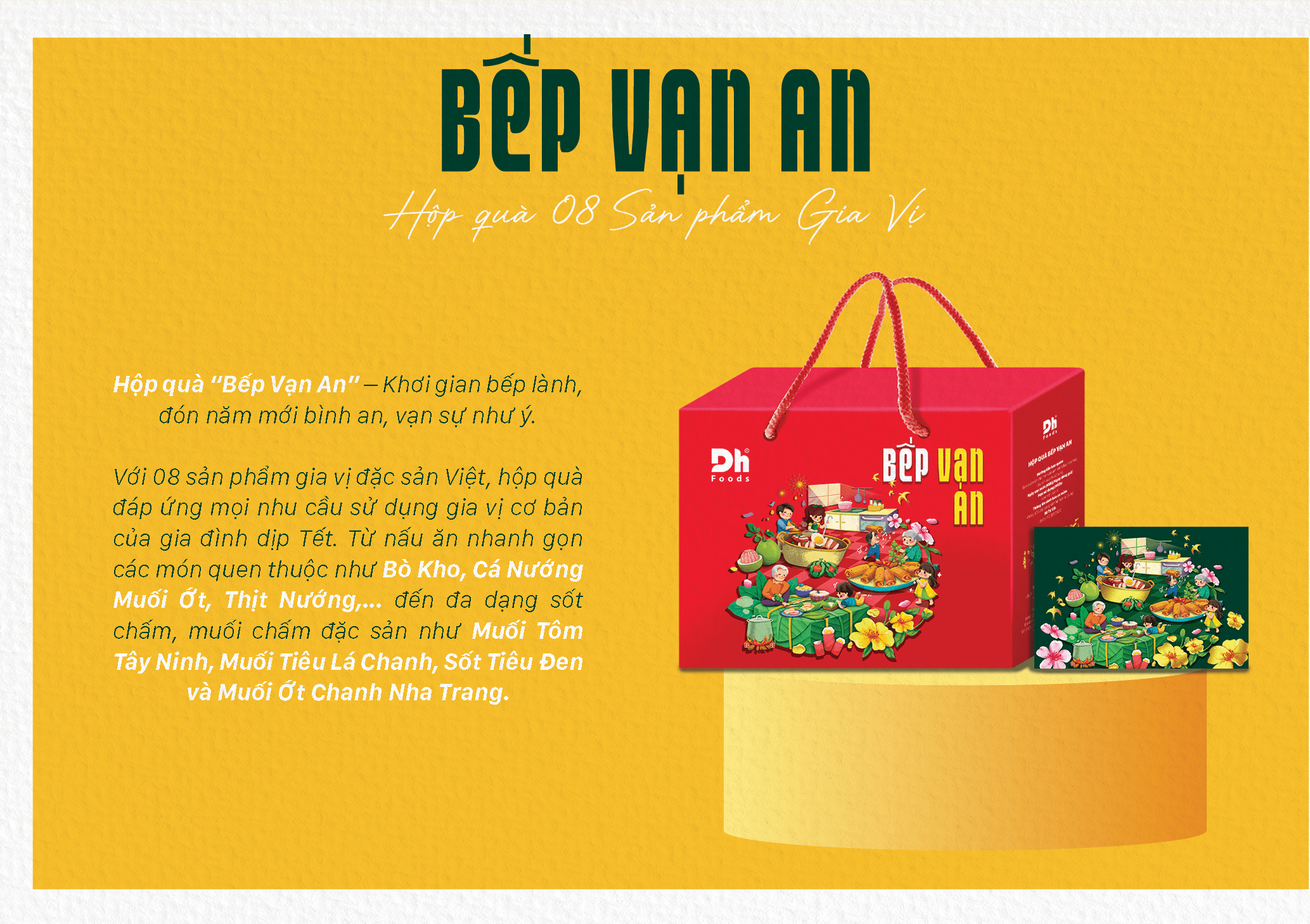 Hộp Quà Gia Vị Dh Foods - Combo 4 Hộp Quà Vạn An, Vạn Phúc, Vạn Lộc, Vạn Thịnh - Set Quà Tặng Người Thân, Bạn Bè Ý Nghĩa