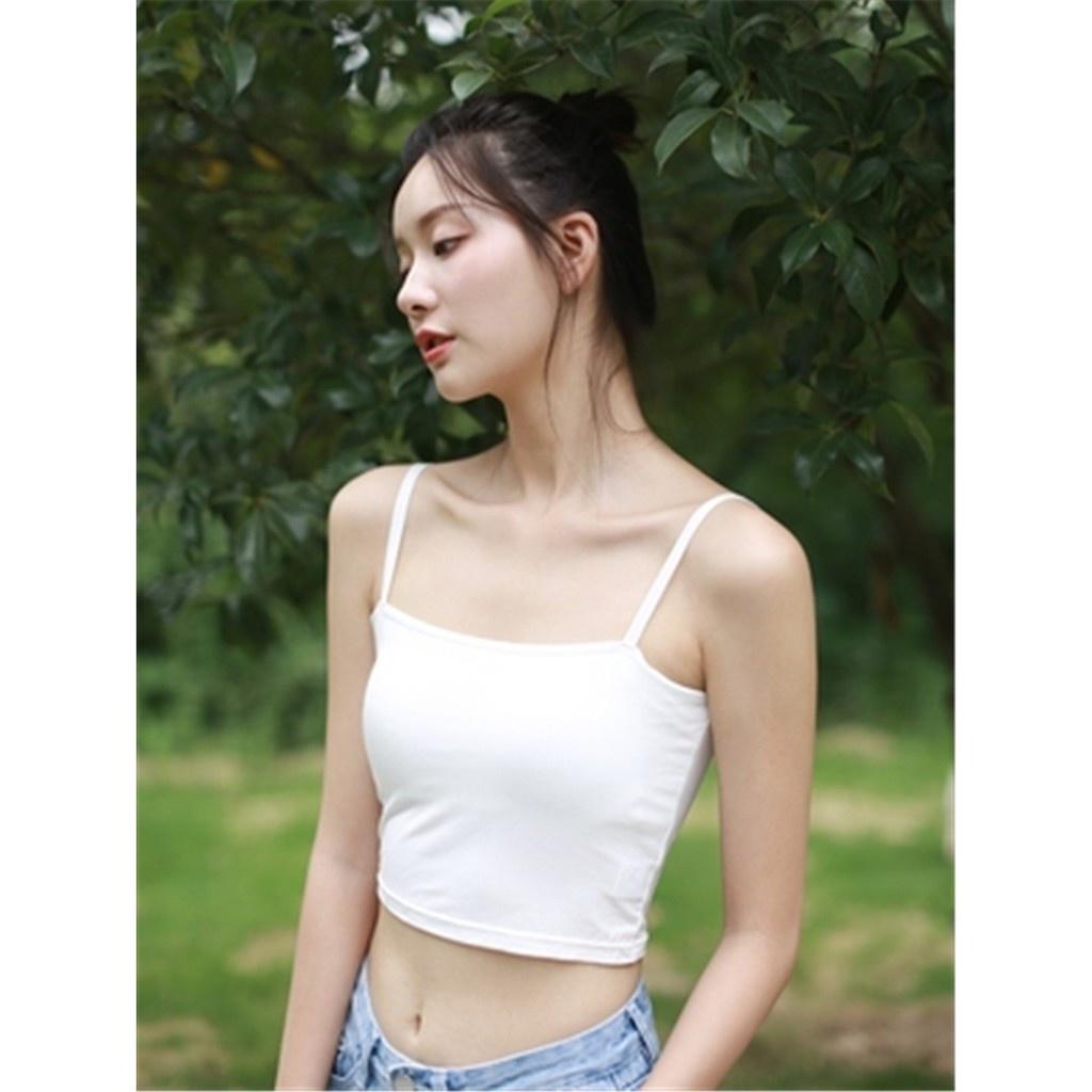 Áo 2 dây thun gân đẹp 100% cotton đen, trắng, tím, hồng, áo croptop ôm mặc trong siêu mát