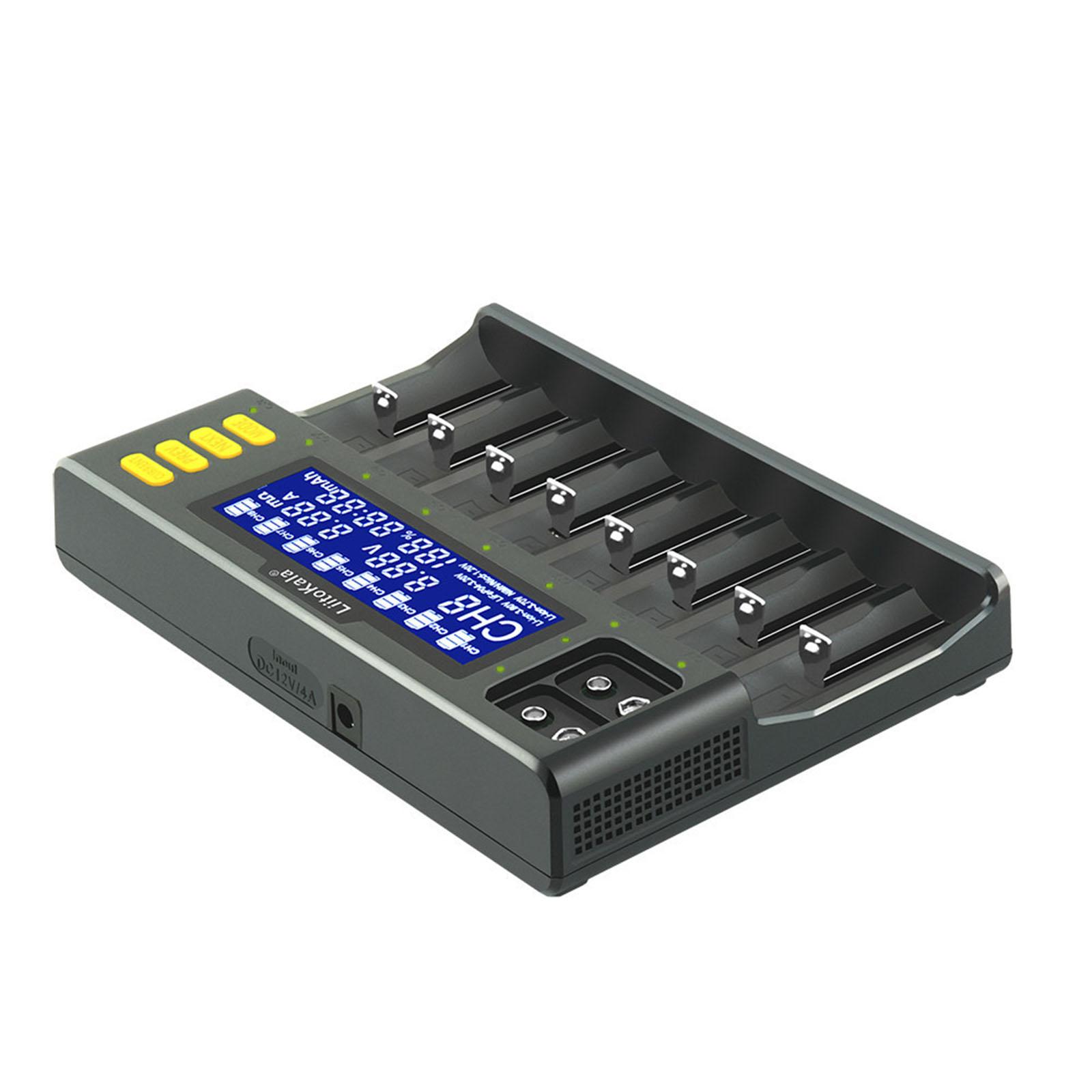 LII-S8 8 Slots Smart Lithium NiMH Battery Charger for 26650 21700 AA AAA EU